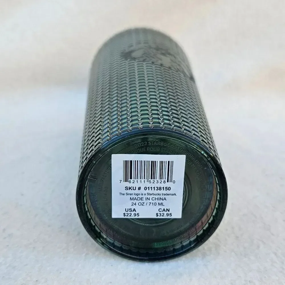 Starbucks Green Rainforest Grid Iridescent Tumbler 24oz